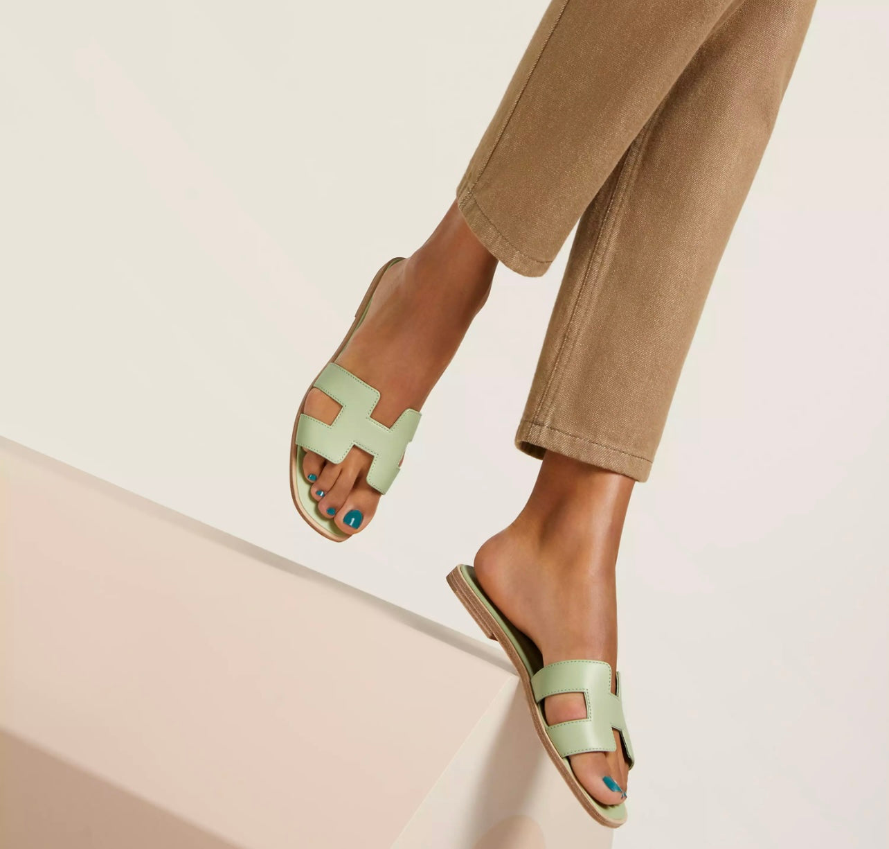 Sandales Oran Hermes Vert de Mer