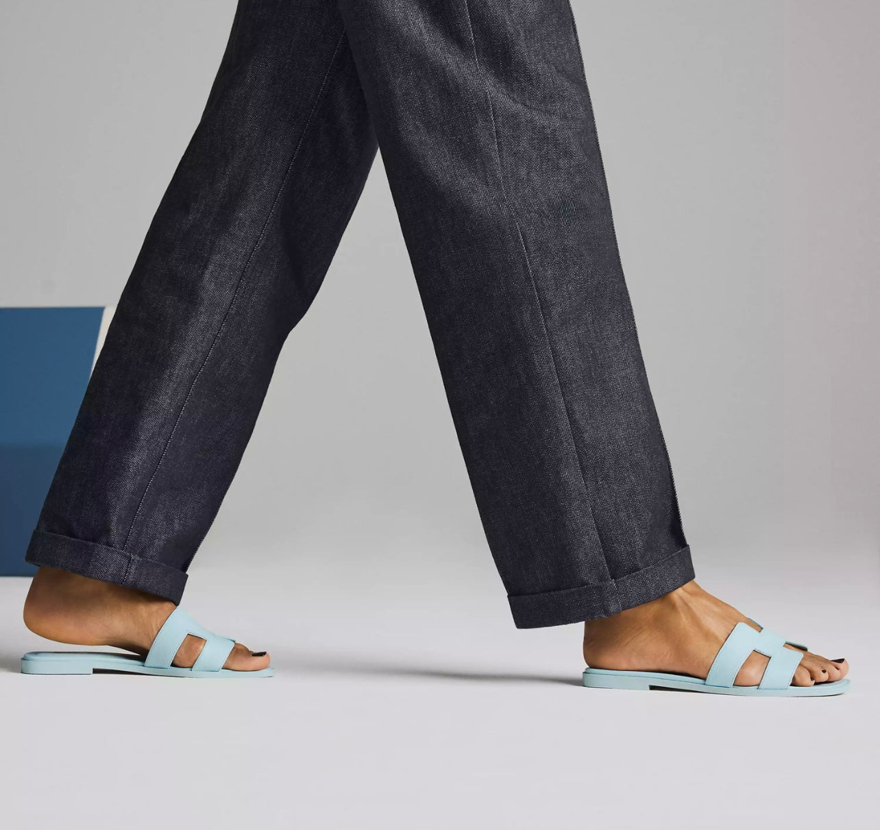 Sandales Oran Hermes Bleu brume