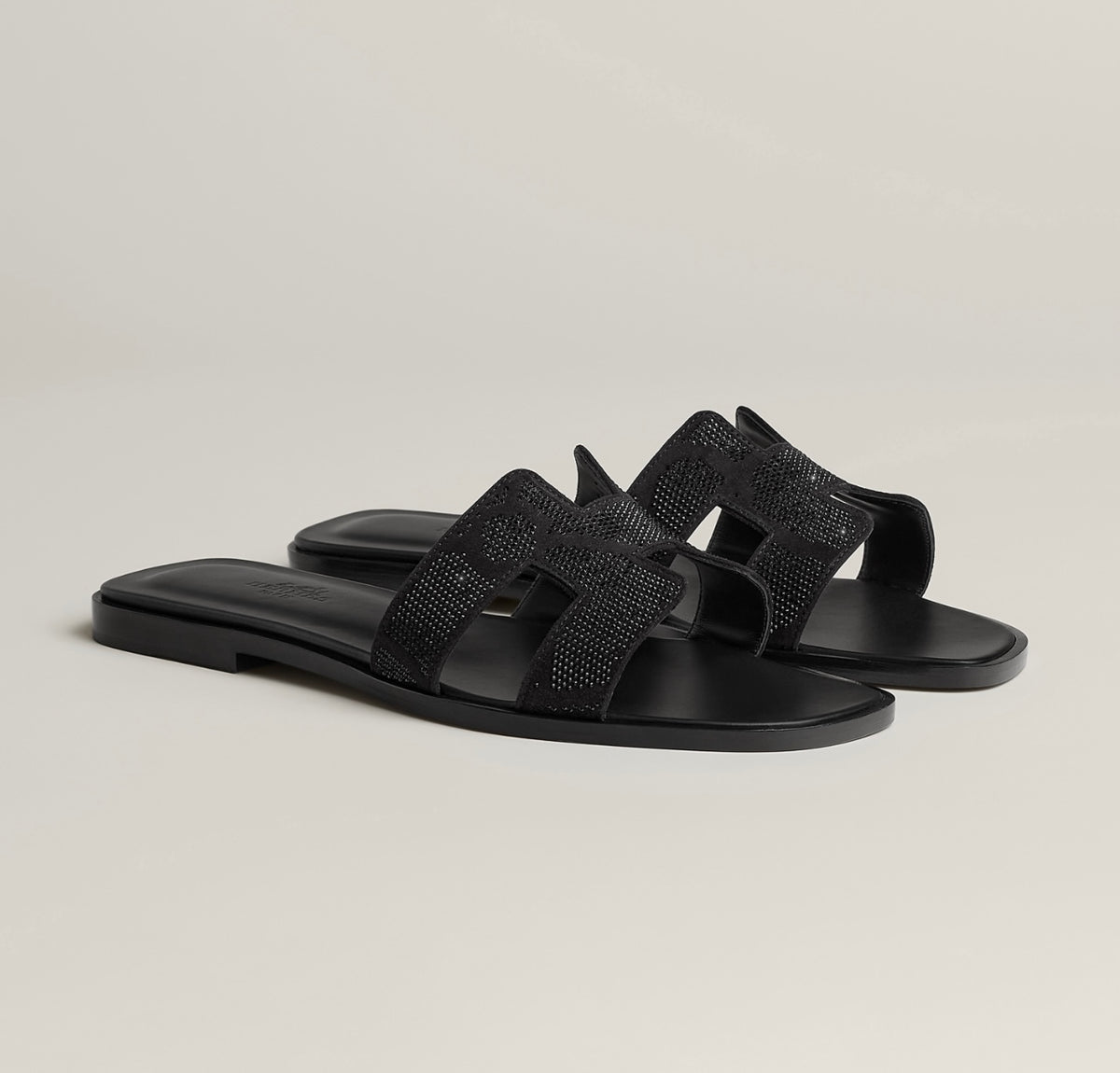 Sandales Oran Hermes Noir paillettes